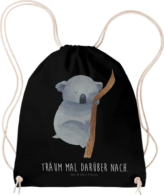 Produktbild von Mr. & Mrs. Panda Turnbeutel Koalabär - Schwarz - Geschenk, Beutel, Bär, Traum, Traumland, Jutebeutel, wander rucksack, gym tasche, festival, Koala, Schlafzimmer, schlafen