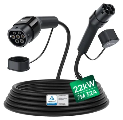 Imagen del producto de Cable de carga para coche eléctrico - Enchufe Tipo 2 de 22 kW - 7 metros de longitud