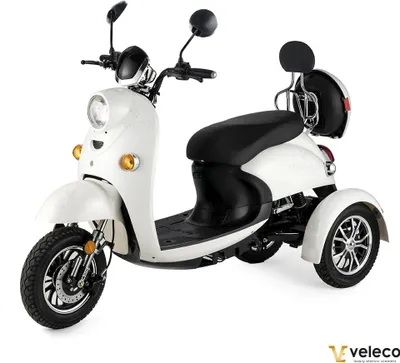 Immagine prodotto di Veleco ZT63 Bianco - 650 W / 60 V - 12 km/h - Scooter elettrico per la mobilità - Stile retro - 3 ruote