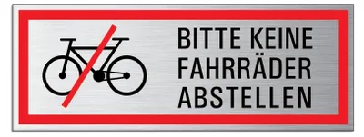 Schild Bitte keine Fahrräder abstellen 17,5x6,5 cm Alu selbstklebend