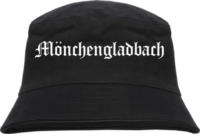 Produktbild von Mönchengladbach Fischerhut - Altdeutsch - bedruckt - Bucket Hat Anglerhut Hut Schwarz S/M
