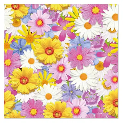 Produktbild von 20 Servietten, 3-lagig 1/4-Falz 33 cm x 33 cm "Daisies Mix"