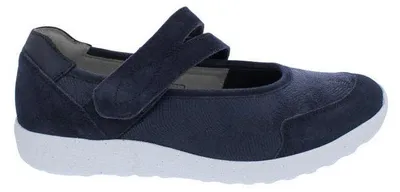Produktbild von Waldläufer Klett-Ballerina K-Ira 634K31-311-194, Velourleder mit Stretch, Blau, Weite K, Fußbett zum Wechseln 38