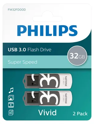 Produktbild von Philips USB-Stick 32 GB USB 3.0 Vivid Edition Shadow Grey 2 Stück