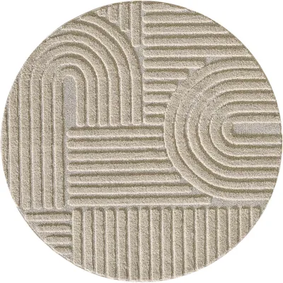 Produktbild von Carpetsale24 Hochflor Teppich Wohnzimmer Skandinavische Boho Design 3D Optik Teppich Shaggy Flauschig Weich, Grösse: 200 cm Rund