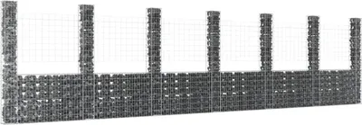 Produktbild von "2026 Promotion" Gartenzaun - Gabionenkorb U-Form mit 7 Säulen Eisen 740x20x200 cm - Metallzäune CC1493