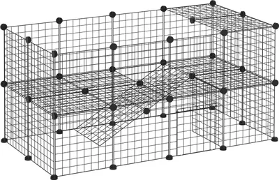 Zdjęcie produktu dla Barierka Diy Kojec Dla Małych Zwierząt, Kojec Dla Szczeniąt, 36 Paneli, Czarny, 146X73X73Cm