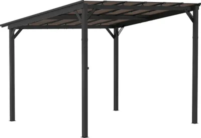 Produktbild von 3 x 3 m Metallpergola, Gartenpergola mit wasserfestem Dach, freistehend, windfest, UV-beständig, Dunkelgrau