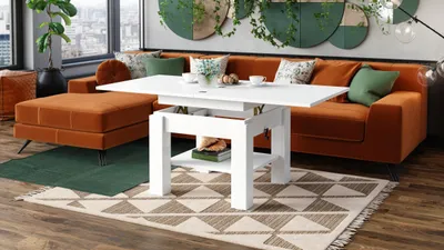 Produktbild von Design Couchtisch Tisch Cleo stufenlos höhenverstellbar 57 - 69cm aufklappbar 75 / 150cm Esstisch