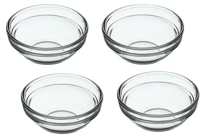Glasschalen 55 ml (Set mit 4) – rund, durchsichtig, stapelbar