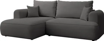 Produktbild von Selsey Ovo Mini - Eckschlafsofa linksseitig mit Stauraum, Easy-Clean-Chenille-Bezug, dunkelgrau