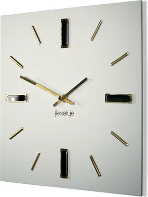 Immagine prodotto di FLEXISTYLE orologio da parete 30cm design senza ticchettio senza ticchettio moderno oro quadrato 3D bagno soggiorno (oro bianco)