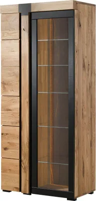 Produktbild von MASSIVMOEBEL24.DE Vitrine Wildeiche 80x45x180 natur geölt ROTTERDAM #111