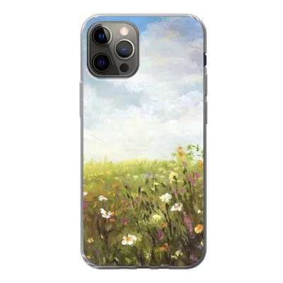 Produktbild von MuchoWow® Handyhülle Schutzhülle Hülle für iPhone 12 Pro Sommer - Blumen - Ölfarbe Silikon Softcase Handy Hülle - Abdeckung