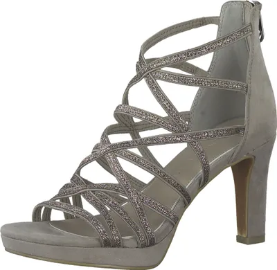 Produktbild von MARCO TOZZI Damen Sandalette Glitzer Kreuzriemen Reißverschluss 2-28373-20, Größe:39 EU, Farbe:Grau