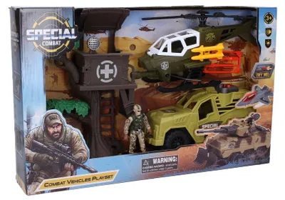 Produktbild von Wiky Militär Spielset mit Hubschrauber 27 cm Fahrzeug und Soldat Licht und Sound