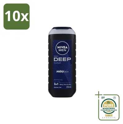 Obrázek produktu pro 10 kusů sprchového gelu Nivea Men Deep Clean - 250 ml - balení