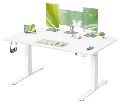 Produktbild von Elektrisch höhenverstellbarer Schreibtisch mit USB- und Memory-Funktion | Mattwit | 140x80x72-120 cm