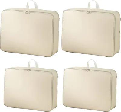 Produktbild von 4 Stück Reisen Aufbewahrungstasche Kleideraufbewahrung Aufbewahrungsbox mit Reißverschluss für Kleidung Bettdecken, Größe: 40×30×18 cm/ 40×30×12 cm