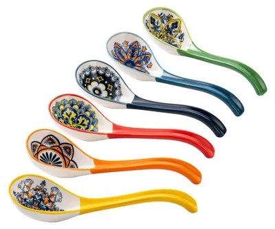 Soeplepel aus Porzellan, 16,5 cm, 6er Set, bunt, Boho-Stil