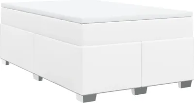 Image de vidaXL Lit boxspring avec matelas blanc 120x190 cm similicuir
