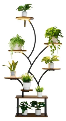 Image de Support pour plantes avec lampes de culture - Étagère à plantes à 8 niveaux - Hauteur de 157,5 cm - Pour intérieur et balcon