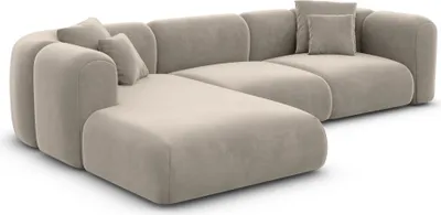 Produktbild von Samtstoff L-Form Sofa Belio Taupe Links