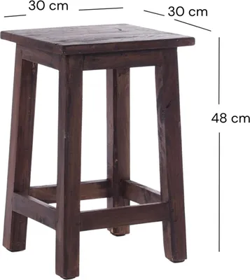 Produktbild von Sitzhocker MADERO | 48x30cm(HxB), Recyclingholz, Holzhocker, Hocker  | Farbe: 03 dunkelbraun