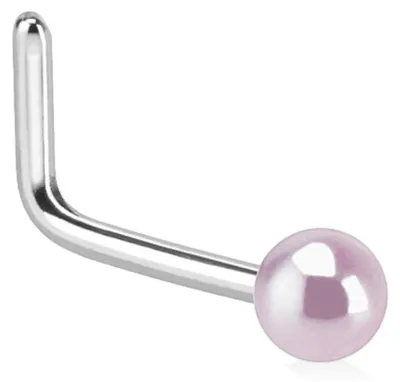 Produktbild von Nasenpiercing Nasenstecker „Perle“ L-Form Pink