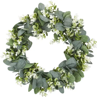 Produktbild von Türkranz ganzjährig Sommer Kranz deko Türkranz modern  eukalyptus Kranz rund grüne Blätter,(16'')