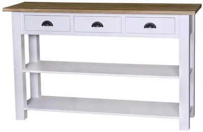 Obrázok produktu pre Casa Padrino konzola vo vidieckom štýle s 3 zásuvkami biela / prírodné farby 145 x 45 x v. 89 cm - Nábytok vo vidieckom štýle