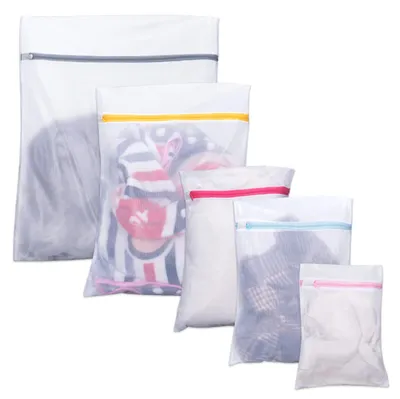 Wäschenetz-Set 5-tlg. mit Reißverschluss, 20–60 cm, Polyester