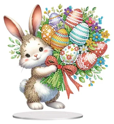 Produktbild von Diamant Painting Bastelset Ostern Osterhase Tischdeko Frühling Ostereier 5D Acrylharz Strasssteine