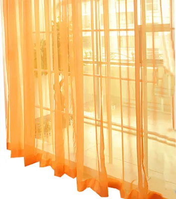 Produktbild von Leichtes Gauzyvalancen Türfenster Vorhang Vorhang schiere Heimhochzeitsdekoration-Orange