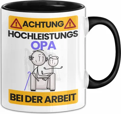 Produktbild von Opa Tasse Geschenk Lustiger Spruch Geschenkidee für Opa Achtung Hochleistungs Opa Bei Der Arbeit (Schwarz)
