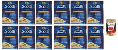 Produktbild von Riso Scotti Riso Originario, Italienischer Reis, Kleine und Runde Reiskörner, 12x 500g Vakuumverpackung + Italian Gourmet polpa 400g