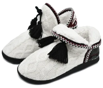 Image de Pantoufles chaudes pour femmes - Chaussons d'intérieur confortables - Blanc
