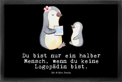 Produktbild von Mr. & Mrs. Panda Fußabtreter Logopädin Herz 50 x 75 cm - Schwarz - Geschenk, Gummimatte, Fussmatte, fußmatte, Schmutzfangmatte, Witzig, Studium, Schmutzmatte, Ausbildung