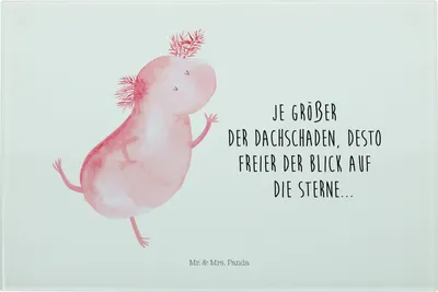 Produktbild von Mr. & Mrs. Panda Hackbrett Axolotl Tanzen - Weiß - Geschenk, Optimist, Küchenbrett, Freundin, Glas Schneidbrett, Lurch, gut Gelaunt, Sterne, Schneideplatte, Schneidplatte