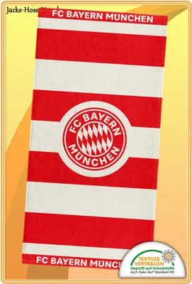 Produktbild von Handtuch FC Bayern München gestreift Rot Weiß Logo Gr: 100x50cm