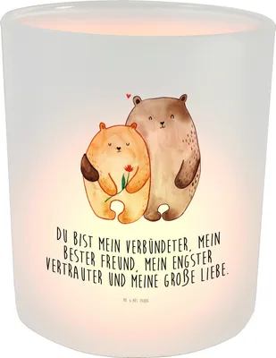 Produktbild von Mr. & Mrs. Panda Kerzenhalter Bären Liebe - Transparent - Geschenk, Windlicht Glas, Teelichthalter, Kerzenglas, Bär, Freundin, Verknallt, teelichtleuchter, teelicht