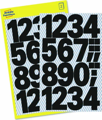 Produktbild von Avery Zweckform 3785, Zahlen-Etiketten, 85 x 160 mm, 28 Sticker / 2 Bögen, Schwarz