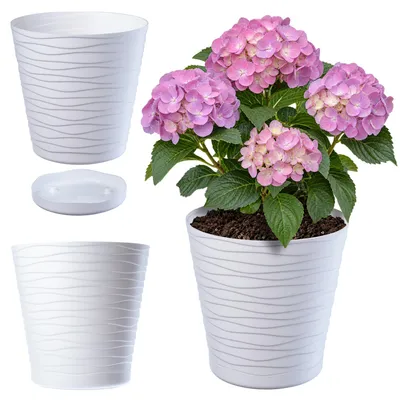 Obrázok produktu pre KADAX kvetináč s podšálkou "Greve", kvetináč, plastový kvetináč, kvetináč, okrúhly, 30 cm, biely