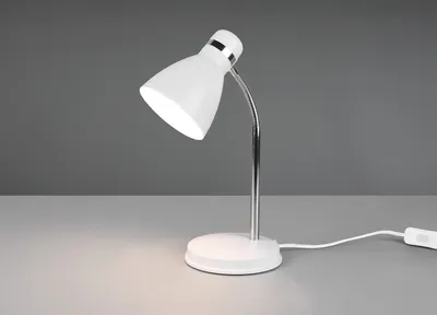 Produktbild von LED Schreibtischlampe Nachttischlampe Chrom Metallschirm Weiß dimmbar, Höhe 33cm