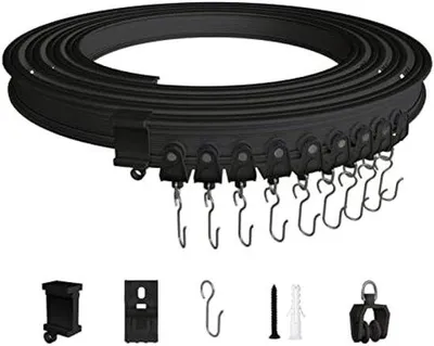 Image de Système de cloisonnement flexible - Rail noir de 5 mètres avec kit de montage complet