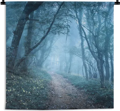 Produktbild von MuchoWow® Wandteppich Wandbehang Bäume - Natur - Nebel 90x90 cm Tapisserie Dekoration Wandtuch - Wandaufhänger