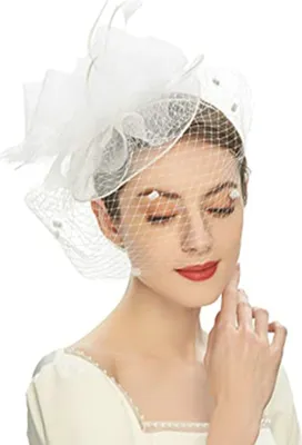 Produktbild von Fascinator-Hut, transparentes Netz, großer Blumenschleier, Retro, elegantes Foto-Requisit, Haar-Accessoire, Damen, Hochzeit, Cocktail, Teeparty, Brautmütze, Party-Kleidung, weiß