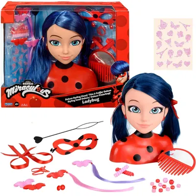 Obrázek produktu pro Ladybug Miraculous Marinette Deluxe + příslušenství – panenka na česání a úpravu vlasů Ladybug Ladybug Miraculous Marinette Deluxe + příslušenství