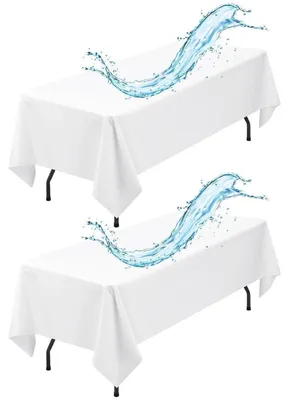 Produktbild von Tischdecke Rechteckig Weiß 153 x 260 cm Wasserabweisend Polyester 2 Stück