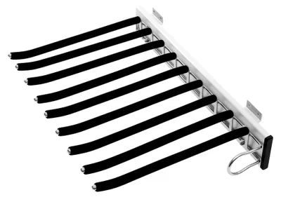 Produktbild von Schiebe Hosenauszug Wandhalterung Edelstahl Hosenträger 9 Balken mit Push Pull Doppelschiene und Griff Platzersparnis Schrankzubehör für aufzuhängen Hosen Kleidung Krawatten (Links)